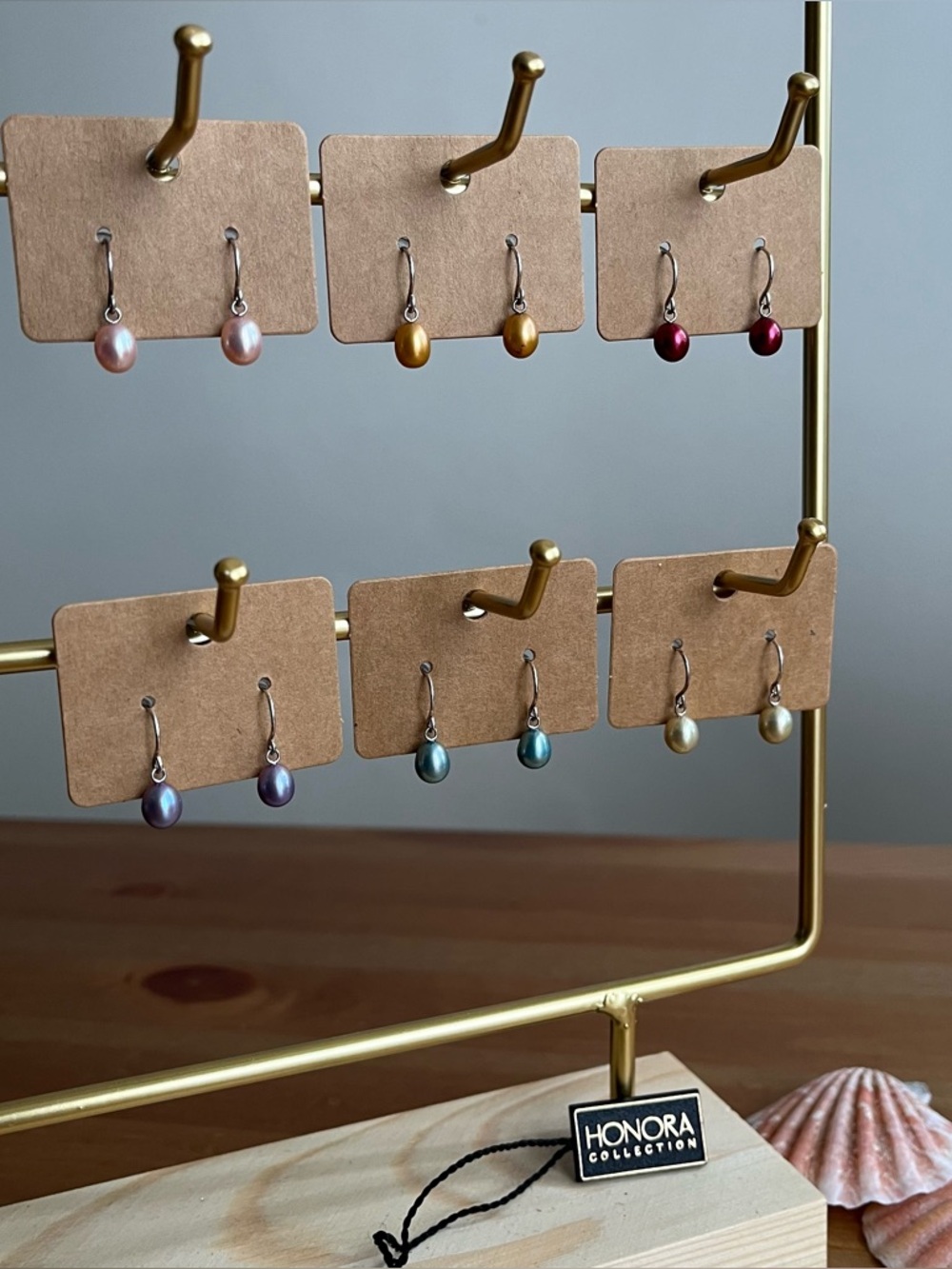 HONORA set of 6 fresh water pearl 5mm dangle earrings dainty women's jewelry